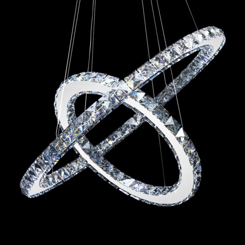 Living And Home (Cool White, 30+50cm) Adjustable LED Crystal Pendant Light Ring Chandelier Ceiling Lamp 1