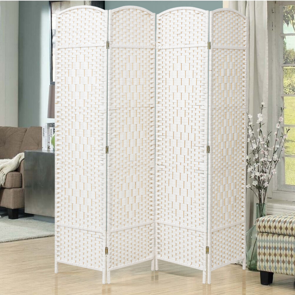 (4 Panels) Wicker Folding Room Divider Privacy Screen Separator