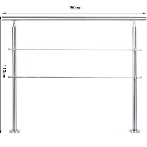 Living And Home (150cm 2 Cross Bar) Handrail Kit Outdoor Grab Rail Garden Step Support Variable Angle 2