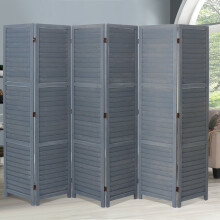 (Grey, 6 Panels) Folding Room Divider Privacy Screen Wall Partition