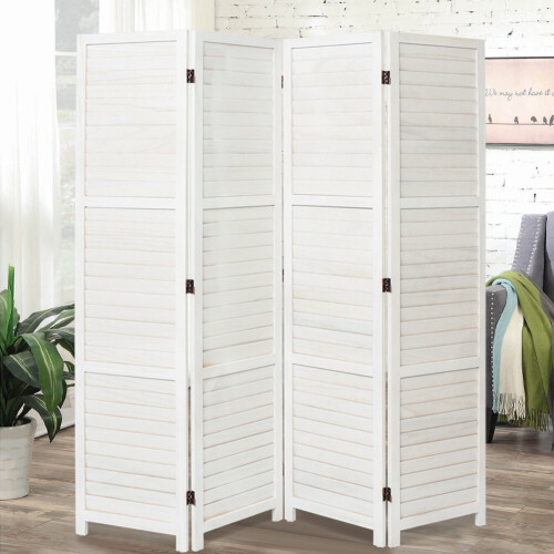 Living And Home (White, 4 Panels) Folding Room Divider Privacy Screen Wall Partition 1