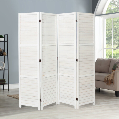 Living And Home (White, 4 Panels) Folding Room Divider Privacy Screen Wall Partition