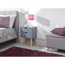 Nyborg Dark Grey Scandinavian Style Bedside Cabinet with Wooden Legs
