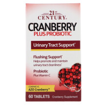 21st Century, Canneberge Plus Probiotique, 60 Comprimés