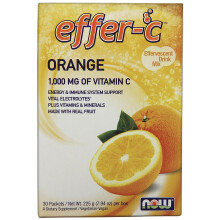NOW Foods Effer-C Orange 1000mg Vitamin C | Energy & Immune Support | 30 Packets