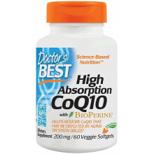 Doctor's Best, Hochabsorbierbares CoQ10 mit BioPerine, 200 mg, 60 Vegetarische Weichkapseln