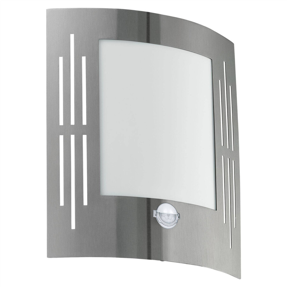 Eglo City - 1 Light Outdoor Wall Light with PIR Motion Sensor Stainless Steel, E27