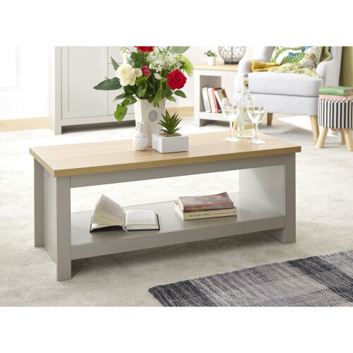 Lancaster Grey & Oak Top Coffee Table with Shelf 1