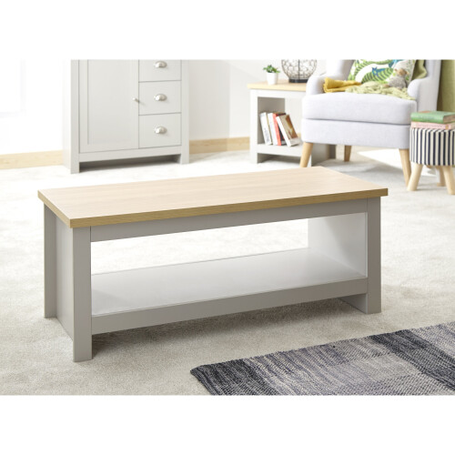 Lancaster Grey & Oak Top Coffee Table with Shelf 2