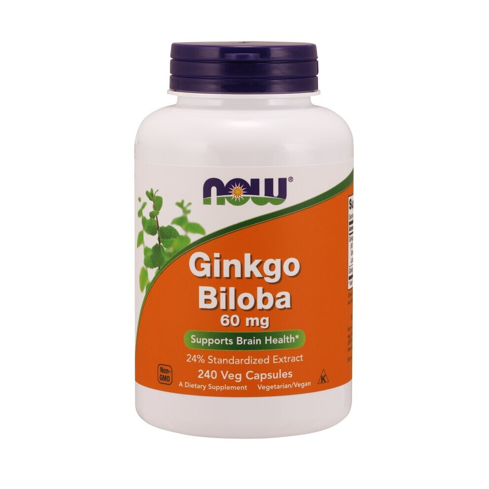 NOW Foods Ginkgo Biloba Double Strength For Brain Health 120mg 200 Veg Capsules