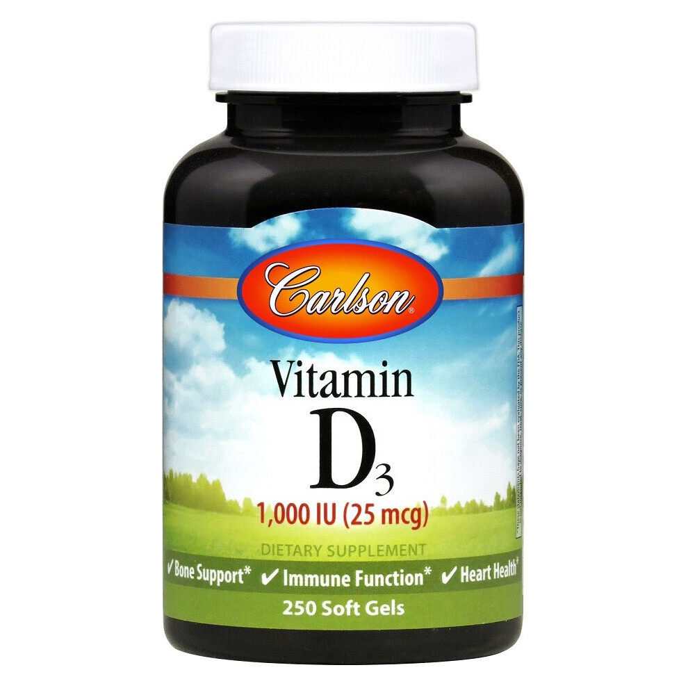 Carlson Labs Vitamin D3 | 1000 Iu | 250 Soft Gels |Immune Support Supplement