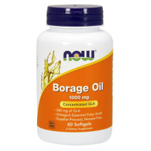 NOW Foods Borage Oil 1000mg Concentrated GLA Omega-6 Fatty Acids | 60 Softgels