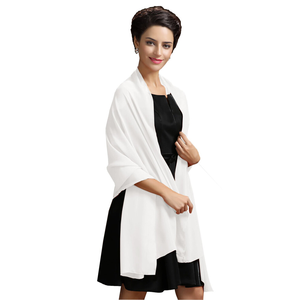 Angel Fashion (White) Chiffon Wrap Stole Shawl For Weddings Bridal Bridesmaid & Evenings Wear