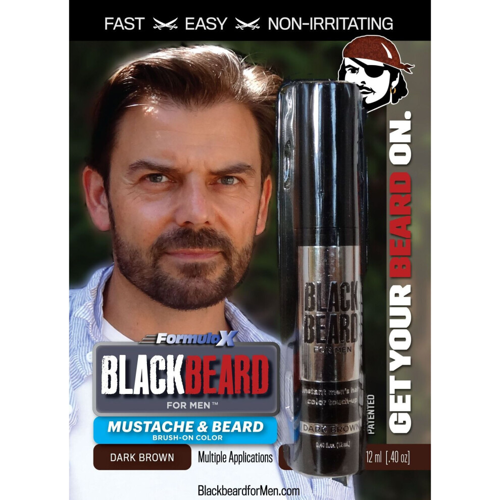 Blackbeard for Men temporary brush on colour 12ml (0.40oz) Dark Brown