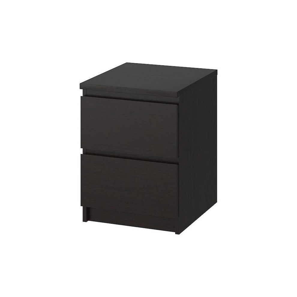 IKEA MALM Wooden Chest of 2 drawers, black-brown 40x55 cm