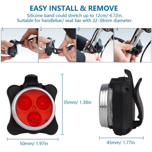 Balhvit Bike Light Set, Super Bright USB Rechargeable Bicycle Lights 1