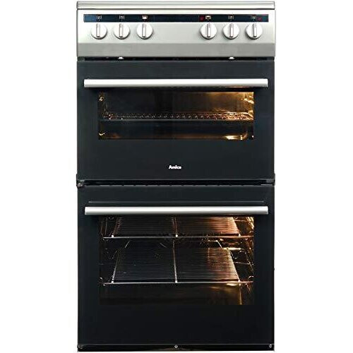 Amica AFC5100SI 50cm Electric Double Cavity Cooker With Ceramic Hob - Silver