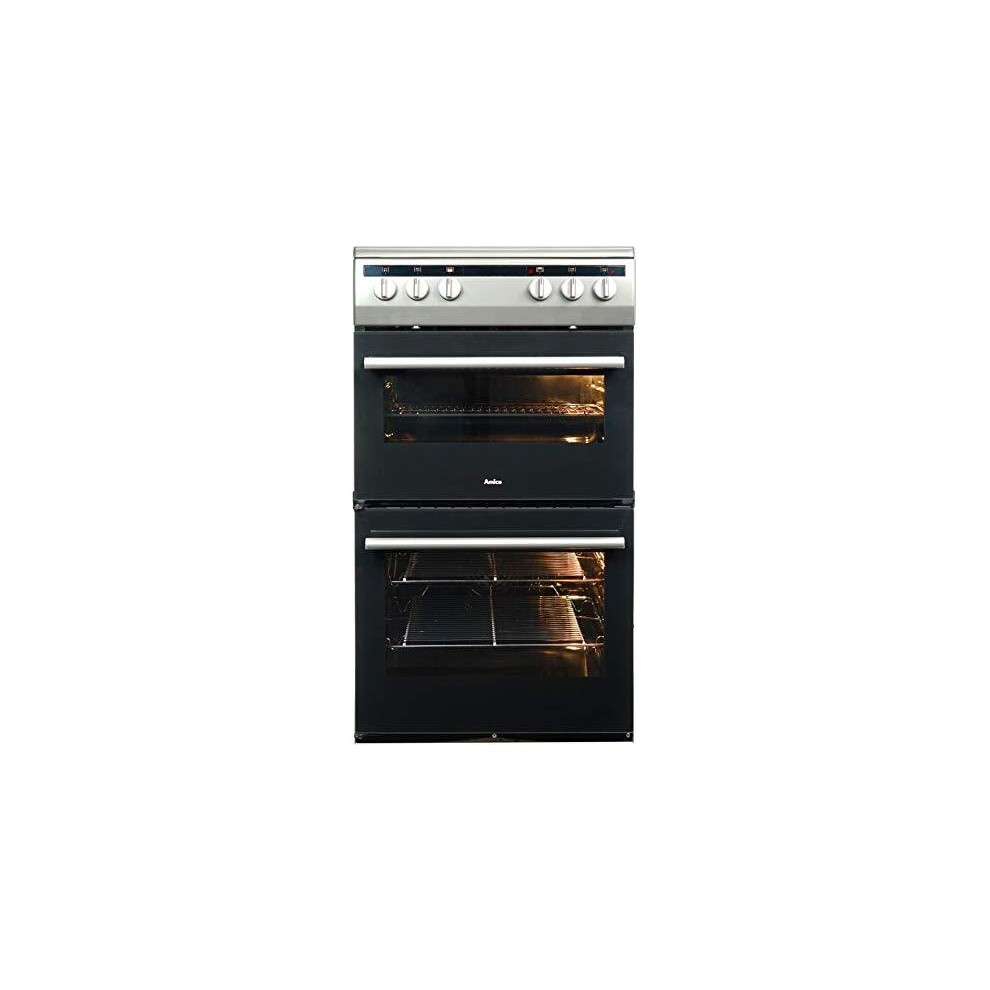 Amica AFC5100SI 50cm Electric Double Cavity Cooker With Ceramic Hob - Silver