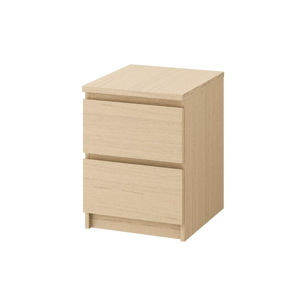 IKEA MALM Wooden Chest of 2 drawers, White stained oak veneer 40x55 cm