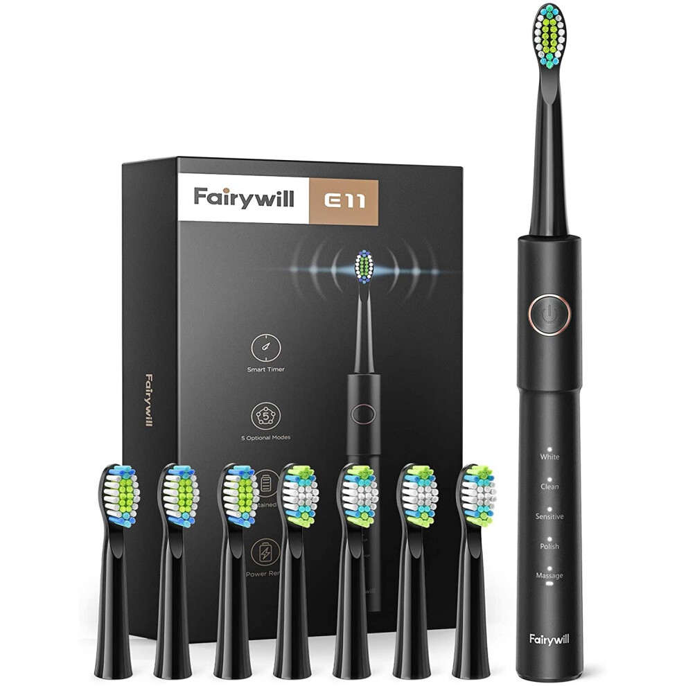 Fairywill Electric Toothbrush, Sonic Electric Toothbrush For Adults With 5 Modes 2 Hours Fast Charge And Smart Timer