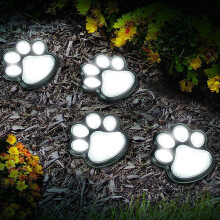 Solar Lights Outdoor Dog Paw Lights (Set of 4) - Pathway Garden Lights, Solar-Powered, No-Wire, All-Weather, Auto On at Dark