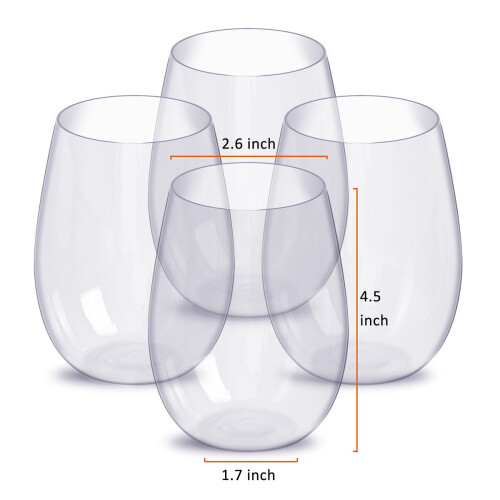 Tritan Shatterproof Wine Glasses 16 OZ Unbreakable Stemless (4 Pack) 1