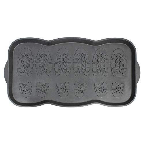 JVL Multifunctional Rubber Shoe Drip Tray Boot Storage Door Mat, Black, 41x81cm