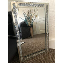 CRUSHED JEWEL WALL MIRROR LOOSE DIAMANTE NEW CRYSTAL SQUARE DECOR MIRROR GIFT 60X40CM