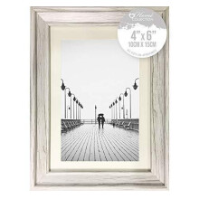 Design Group White Solitaire Shabby Chic Distressed Wood Styrene Photo Frames 4x6