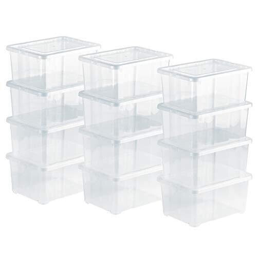 Grizzly 12 x Small Organizing Boxes with Lids - 1.7 Litre - 7.5x5