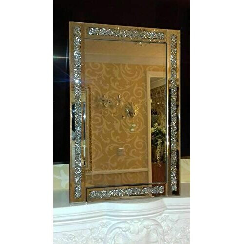 CRUSHED JEWEL WALL MIRROR LOOSE DIAMANTE NEW CRYSTAL SQUARE DECOR