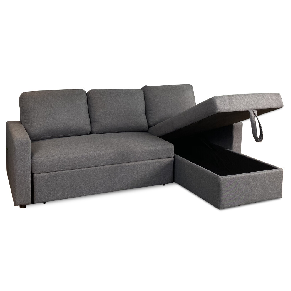 Reegan L Shaped Sofa Bed with Hidden Storage and Reversible Chaise