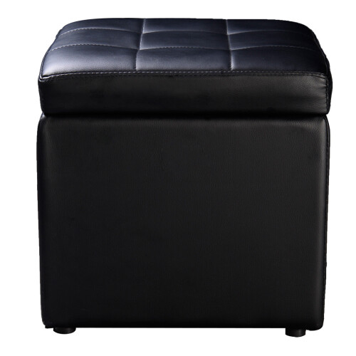 Costway Faux Leather Ottoman Pouffe Storage Toy Box Foot Stool Black 2