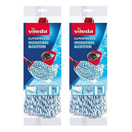 Vileda Vileda Supermocio Microfibre and Cotton Mop Refill, Pack of 2