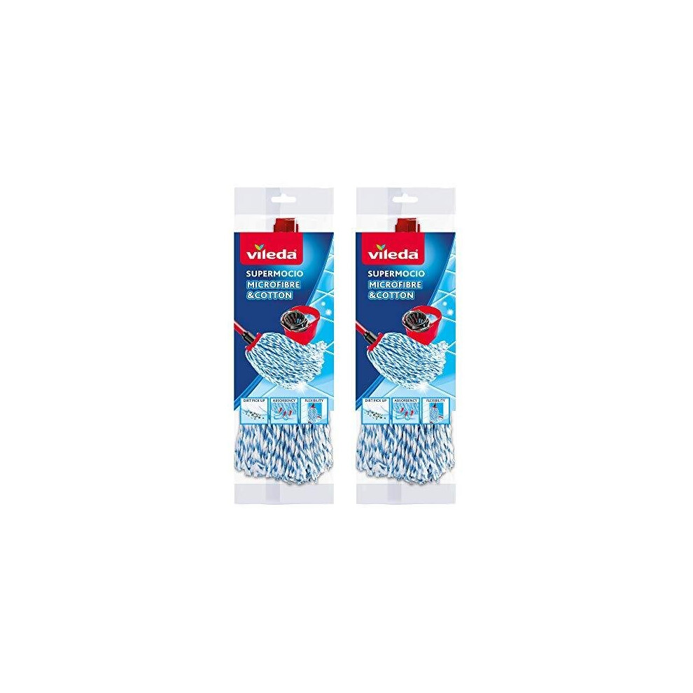 Vileda Supermocio Microfibre and Cotton Mop Refill, Pack of 2