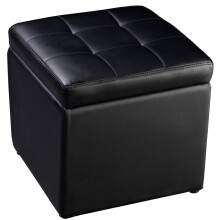 Faux Leather Ottoman Pouffe Storage Toy Box Foot Stool Black