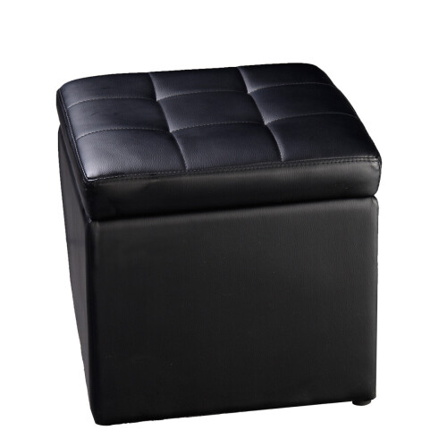 Costway Faux Leather Ottoman Pouffe Storage Toy Box Foot Stool Black 1