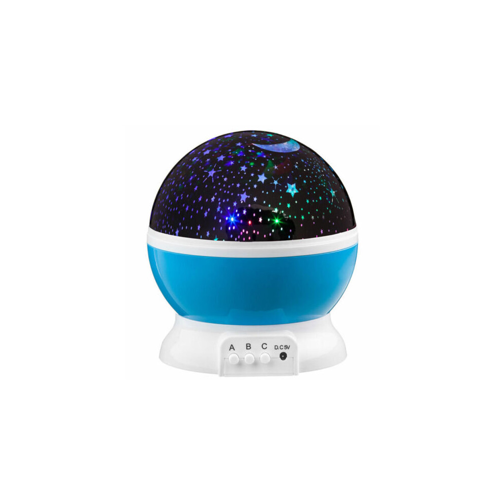(Blue) Rotating LED Light Projector Star Moon Sky Baby Kids Night Master Lamp Home Gift
