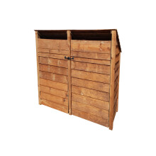 (4ft, Rustic Brown) Wooden Log Store With Doors - Reversed Roof (L-146cm, H-126cm / 180cm, W-81cm)