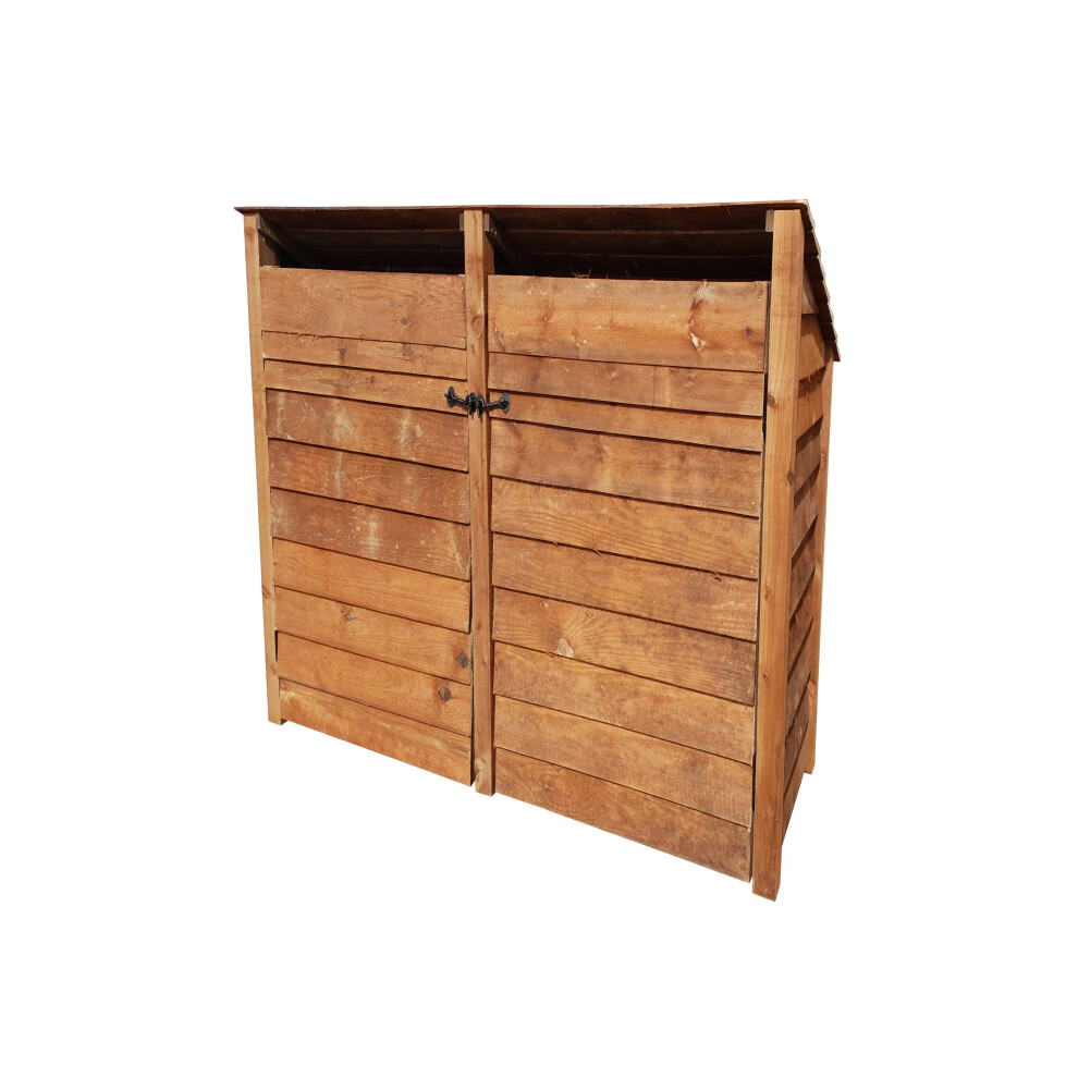 (4ft, Rustic Brown) Wooden Log Store With Doors - Reversed Roof (L-146cm, H-126cm / 180cm, W-81cm)-image-OPC-P6HV5MF-NEW