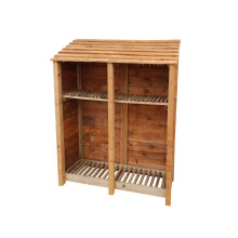 (Rustic Brown, With Kindling Shelf) Log Store Wooden W-1460mm x H-1800mm x D-810mm