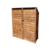 (6ft, Rustic Brown) Wooden Log Store With Doors - Reversed Roof (L-146cm, H-126cm / 180cm, W-81cm)