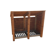 (4ft, Rustic Brown) Wooden Log Store - Reversed Roof (L-146cm, H-126cm / 180cm, W-81cm)