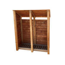 (6ft, Rustic Brown) Wooden Log Store - Reversed Roof (L-146cm, H-126cm / 180cm, W-81cm)