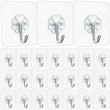 Jiaweixiang Wall Hooks 22lb(Max) Transparent Adhesive Hooks Bathroom Kitchen Wall Sticky Utility Hooks,Waterproof and Oilproof,Heavy Duty Self Adhes