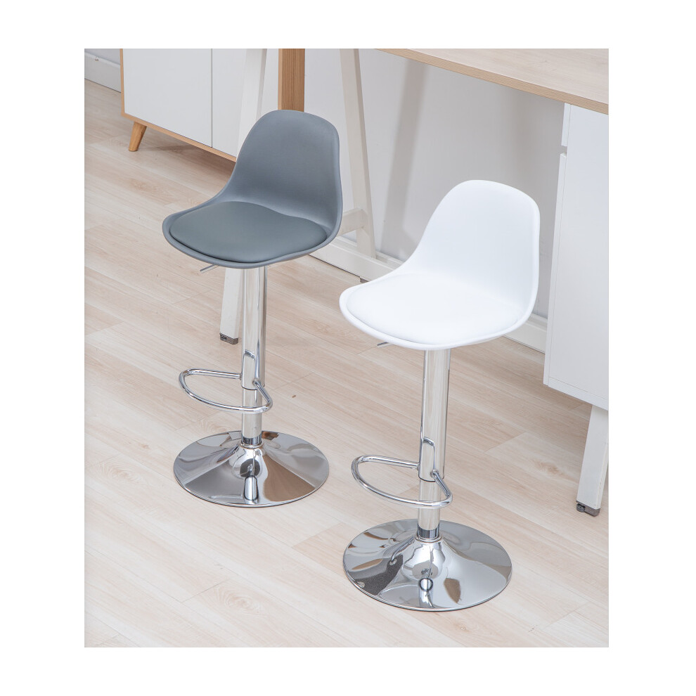 ( Light Grey) 2 X PU Leather Swivel Gas Lift Bar Stools Kitchen,Breakfast,Pub UK 3 color-A161