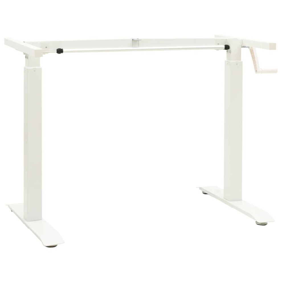 vidaXL Manual Height Adjustable Standing Desk Frame Hand Crank White Riser