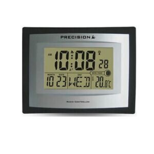 PRECISION SILVER LCD RADIO CONTROLLED CLOCK