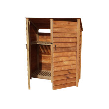 (6ft, Rustic Brown) Wooden Log Store With Doors And Kindling Shelf - Reversed Roof (L-146cm, H-126cm / 180cm, W-81cm)