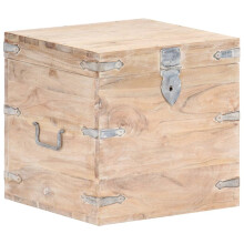 vidaXL Solid Acacia Wood Chest Wooden Storage Trunk Box Bedside Table Cabinet